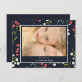 フェスティバルホリーベリーフォトクリスマスカード ポストカード (正面/裏面)