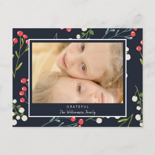 フェスティバルホリーベリーフォトクリスマスカード ポストカード (正面)