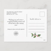 フェスティバルホリーベリーポインセチア企業のクリスマス シーズンポストカード (裏面)