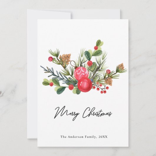 フェスティバルホリーベリーメリークリスマスグリーティングカード 招待状 (正面)