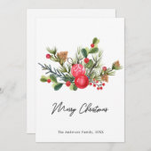 フェスティバルホリーベリーメリークリスマスグリーティングカード 招待状 (正面/裏面)