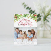 フェスティバルホリーベリーメリークリスマスホリデーフォト ポストカード (スタンド正面)