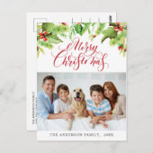 フェスティバルホリーベリーメリークリスマスホリデーフォト ポストカード (正面/裏面)