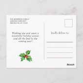 フェスティバルホリーベリーメリークリスマスホリデーフォト ポストカード (裏面)