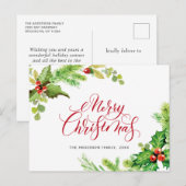 フェスティバルホリーベリーメリークリスマスホリデー ポストカード (正面/裏面)