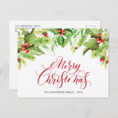 フェスティバルホリーベリーメリークリスマスホリデー ポストカード (正面/裏面)