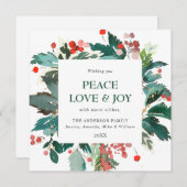 フェスティバルホリーベリーリースクリスマスグリーティング シーズンカード (正面/裏面)