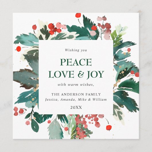 フェスティバルホリーベリーリースクリスマスグリーティング シーズンカード (正面)