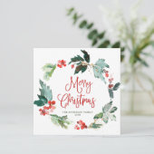 フェスティバルホリーベリーリースクリスマスフォトホリデー シーズンカード (スタンド正面)