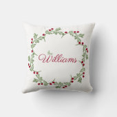 フェスティバルホリーベリーリースホホホホホクリスマス クッション (裏面)