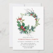 フェスティバルホリーベリーリースホリデークリスマスパーティー 招待状 (正面)