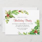 フェスティバルホリーベリーリースホリデークリスマスパーティー 招待状 (正面)