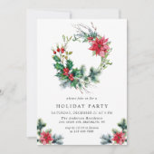 フェスティバルホリーベリーリースホリデークリスマスパーティー 招待状 (正面)