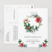 フェスティバルホリーベリーリースメリークリスマスホリデー ポストカード (正面/裏面)