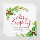 フェスティバルホリーベリー企業のクリスマスグリーティング シーズンカード (正面/裏面)