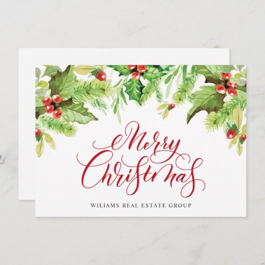 フェスティバルホリーベリー企業のクリスマスグリーティングH シーズンカード (正面/裏面)