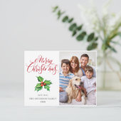 フェスティバルホリーベリー写真クリスマスグリーティング シーズンポストカード (スタンド正面)
