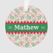 フェスティバルホリーベリー&グリーンリーパーソナライズされた オーナメント (正面)