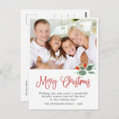 フェスティバルホリーリースクリスマスグリーティングホリデーポー ポストカード (正面/裏面)