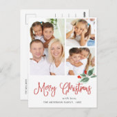 フェスティバルホリーリースクリスマスグリーティングホリデー ポストカード (正面/裏面)