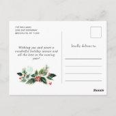 フェスティバルホリーリースクリスマスグリーティングホリデー ポストカード (裏面)