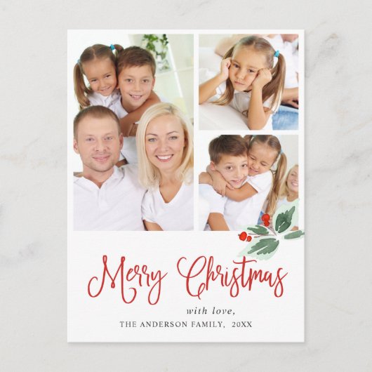 フェスティバルホリーリースクリスマスグリーティングホリデー ポストカード (正面)