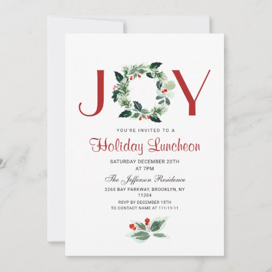 フェスティバルホリーリースホリデークリスマスランチョン 招待状 (正面)