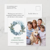 フェスティバルホリーリースメリークリスマスホリデーフォト ポストカード (正面/裏面)