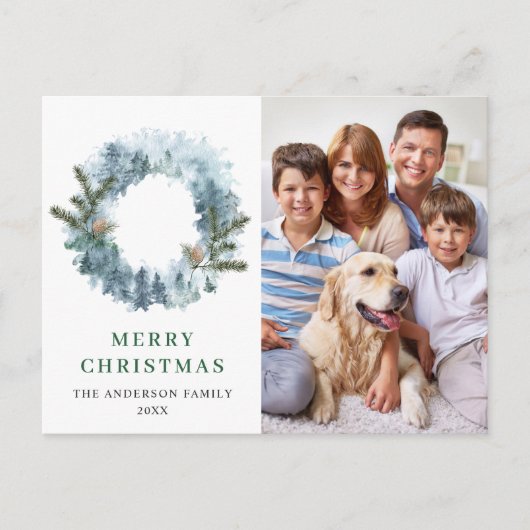 フェスティバルホリーリースメリークリスマスホリデーフォト ポストカード (正面)