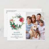 フェスティバルホリーリースメリークリスマスホリデーフォト ポストカード (正面/裏面)