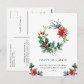 フェスティバルホリーリース企業のクリスマスホリデー ポストカード (正面/裏面)