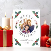 フェスティバルホリー植物緑の写真クリスマス シーズンカード
