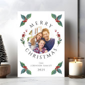 フェスティバルホリー植物緑の写真クリスマス シーズンカード