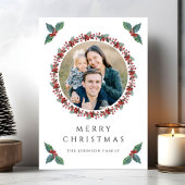 フェスティバルホリー植物緑の写真クリスマス シーズンカード