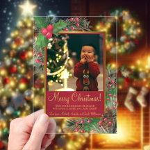 フェスティバルホリー&パインメリークリスマスフォトカード