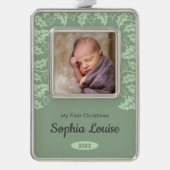 フェスティバルホリー|マイ初めてのクリスマスの写真 シルバープレートフレームオーナメント (正面)