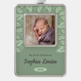 フェスティバルホリー|マイ初めてのクリスマスの写真 シルバープレートフレームオーナメント