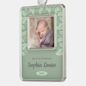 フェスティバルホリー|マイ初めてのクリスマスの写真 シルバープレートフレームオーナメント (左)