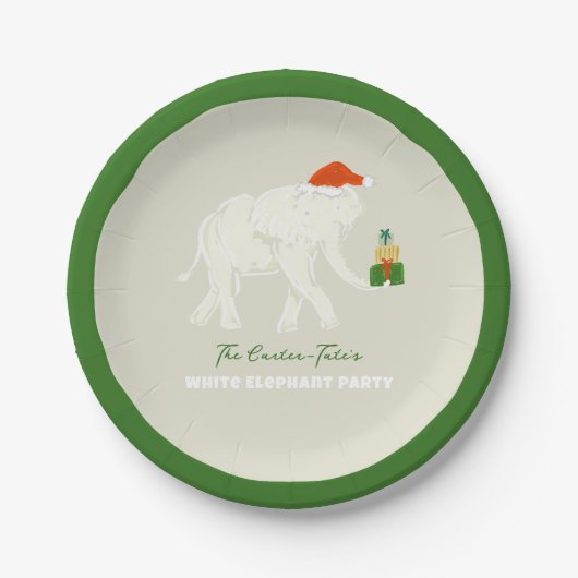 フェスティバルホワイトエレファントパーティーカスタム ペーパープレート (正面)