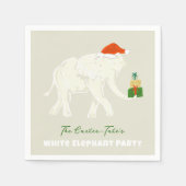 フェスティバルホワイトエレファントパーティー 図解入りの、写真付きの スタンダードカクテルナプキン (正面)
