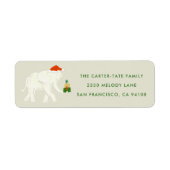 フェスティバルホワイトエレファント図解入りの、写真付きの差出人住所 ラベル (正面)