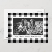 フェスティバルホワイトバッファロープレイド独身の写真クリスマス ポストカード (正面/裏面)