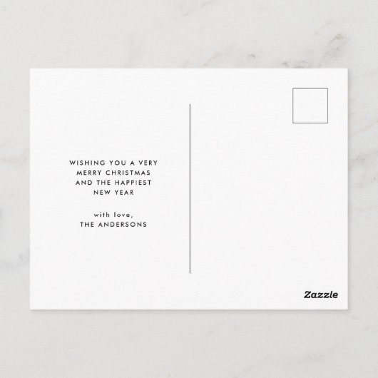 フェスティバルホワイトバッファロープレイド独身の写真クリスマス ポストカード (裏面)