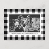 フェスティバルホワイトバッファロープレイド独身の写真クリスマス ポストカード (正面)