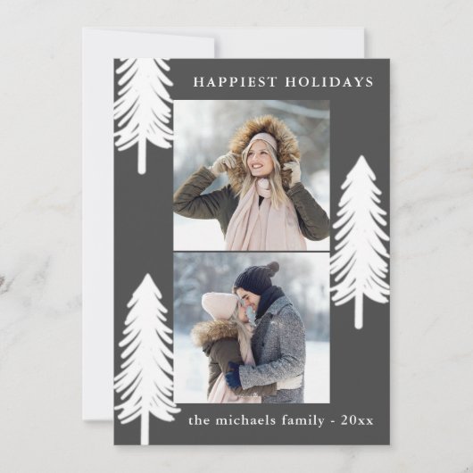 フェスティバルホワイトパインツリーズツーフォトホリデー シーズンカード (正面)