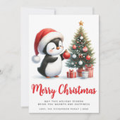 フェスティバルホワイトペンギンとレッドペンギンのメリークリスマス シーズンカード (正面)