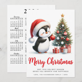 フェスティバルホワイトペンギンとレッドペンギンのメリークリスマス シーズンカード