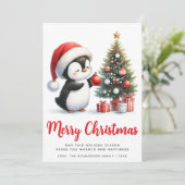 フェスティバルホワイトペンギンとレッドペンギンのメリークリスマス シーズンカード (スタンド正面)