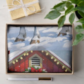 フェスティバルホワイトホースと冬の納屋クリスマス 薄葉紙 (ギフト)