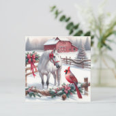 フェスティバルホワイトホースと（鳥）ショウジョウコウカンチョウクリスマス シーズンカード (スタンド正面)